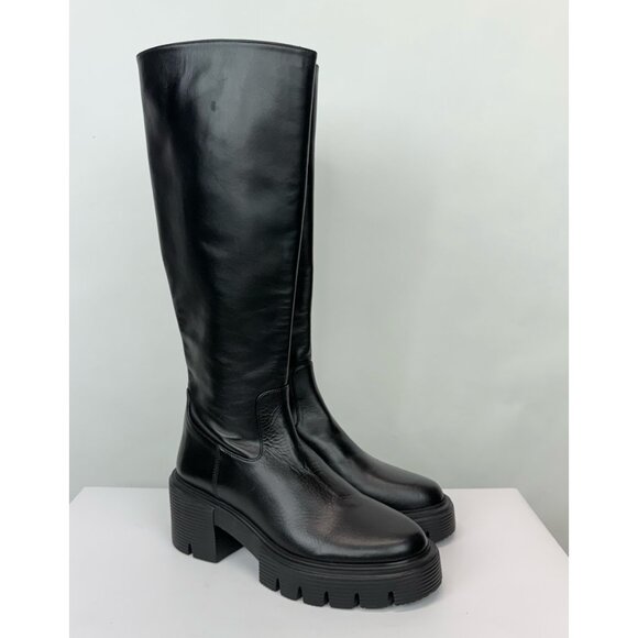 New Stuart Weitzman Soho Knee High Boot Black Leather Sz 7 - Picture 3 of 16
